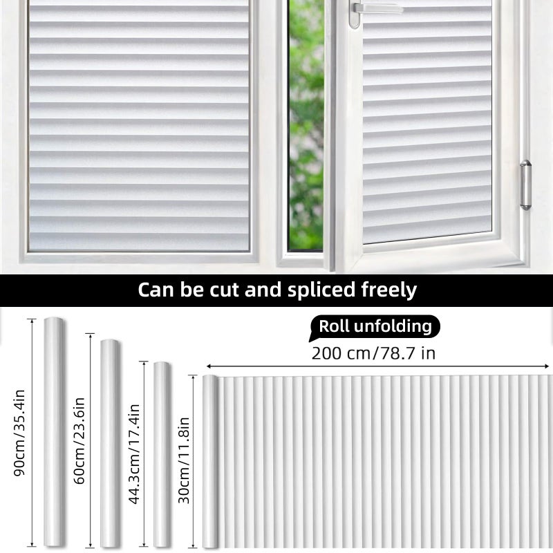 DUOFIRE Blinds Pattern Privacy Window Film Glass Film Static Cling Glass Film No Glue Anti-UV Window Sticker for Bathroom Bedroom Living Room DP040 (35.4 x 78.7 inch) - Image 2